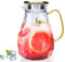 Carafe en Verre 1.8 Litres avec Couvercle et Bec Verseur, Pichet à Eau Design Élégant, Parfait pour Thé Glacé, Infuseur Fruit, Café Chaud et Lait – Verre Borosilicaté Résistant