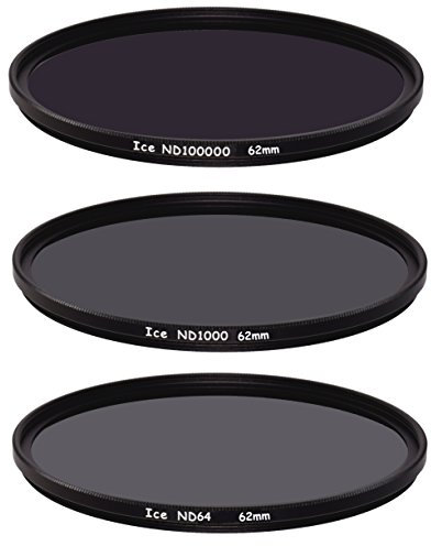 ICE Extreme ND-Filter-Set ND100000, ND1000, ND64, Graufilter, 16,5, 10, 6-Stop, optisches Glas (62 mm)
