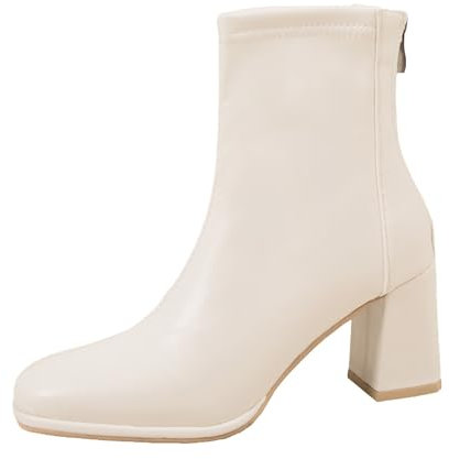 Generico Stivaletti Donna Autunno con Tacco, Tronchetti Donna Invernali Casual Eleganti, Stivaletti Classici Scarponcini Corti Vintage Neri Stivali Donna Morbidi Chelsea Boots Donna