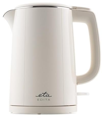 ETA Doppelwandiger Wasserkocher EDITA I 2.200 W I 1,5 l I LED-Anzeige I KEEP WARM Funktion I STRIX-Mittelanschluss I Innenliegende Wasserstandsanzeige I Elefenbein