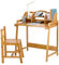 Bureau pour enfant réglable en hauteur avec chaise, bureau en bois de bambou avec espace de rangement, bureau d'étudiant avec support de compte, bureau pour chambre d'enfant, crèche, jaune