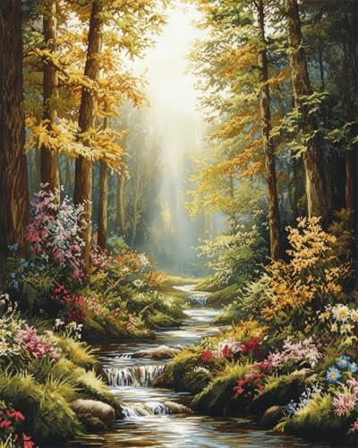 Diy Teppich Diy Set Knüpfset Für Teppiche Mit Berglandschaft，Knüpfset Mit Blumenstrom，Knüpfset Für Teppiche Für Erwachsene Und Kinder，Kreuzstichset，Teppichherstellung，Kissen，Handarbe 60x90cm