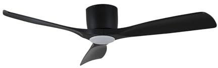 Lucande LED Ventilateur de plafond avec lampe Moneno à intensité variable (Moderne) en Noir Métal e. a. pour Salon & Salle manger (1 lampe,à),