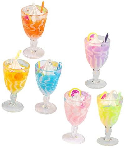 Abaodam 6pcs Mini Ice Goblet Set Dollhouse Decorations Fake Ice Cups for Dollhouse Miniature Ornaments