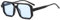 Long Keeper Retro Pilot Sonnenbrille Herren Damen 70er Jahre Flache Pilot Sonnenbrille Vintage Quadratische Doppel Brücken Brille UV400 Schutz (Helles Schwarz Blau)