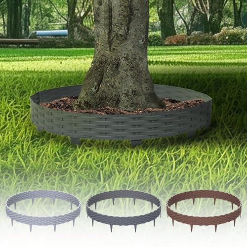 10er Set-10m Rasenkante Flexibel, Beetumrandung Rattan-Imitationszaun Dekoelement für Garten, Gartenzäune Wetterbeständig, Rasengitter Kunststoff für Beete und Blumenbeete, Rollborder, Anthrazit