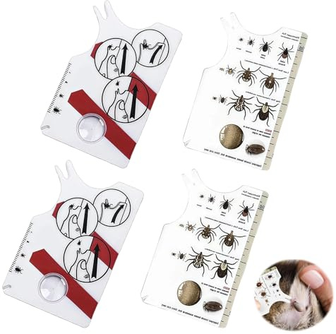 LUMOOM 4PCS Zeckenentferner mit Lupe, Schnelle Reinigung Von Zeckenkarte für Mensch Haustiere, Zecken entfernen Waagenkarte für Outdoor