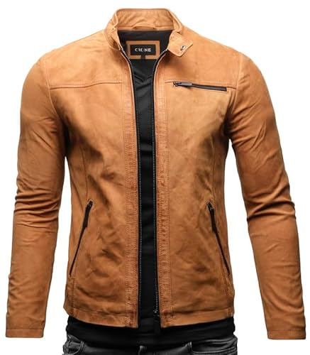 Crone Epic Herren Lederjacke Echtleder Jacke | Echtleder, Stehkragen, Ziernähte, Regular Fit, viele Farben