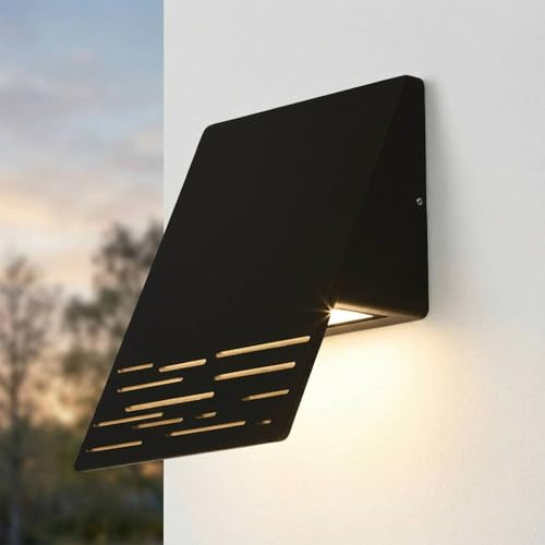 LED Außenwandleuchte Schwarz Downlight B: 15 cm IP44 eckig 3000 K warmweißes Licht 550 lm Glas Aluminium Modern Wandlampe außen