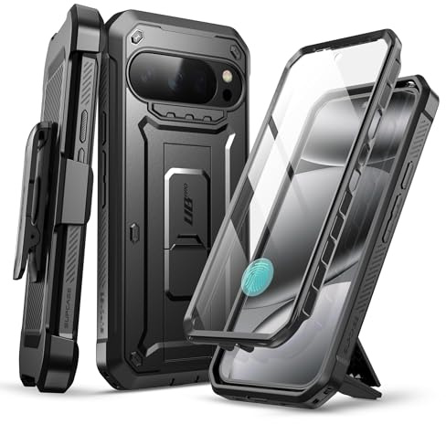 SUPCASE für Google Pixel 10 / Pixel 10 Pro Hülle Outdoor Handyhülle Bumper Case 360 Grad Schutzhülle Cover mit Displayschutz, Ständer und Gürtelclip [UBPro] für Pixel 10/10 Pro 2025 (Schwarz)