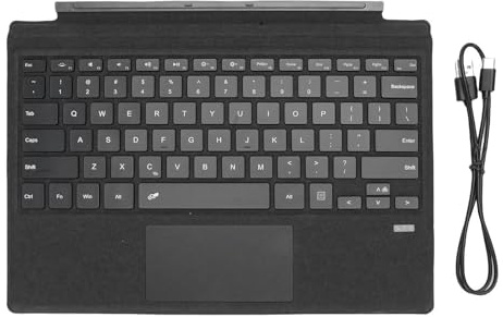 WOHPNLE Wireless Tastatur, 7 Farben Backlight Tastatur Typ Abdeckung Bluetooth -Verbindung mit Touchpad wiederaufladbares Ultra -dünnes Design (Black)