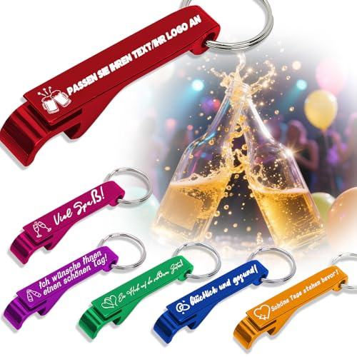 Personalisiert Flaschenöffner Schlüsselanhänger mit Gravur Text Name Bottle Opener Schlüssel Keychain für Hochzeitsgeschenke Party Bar Abschlussgeschenk (30)
