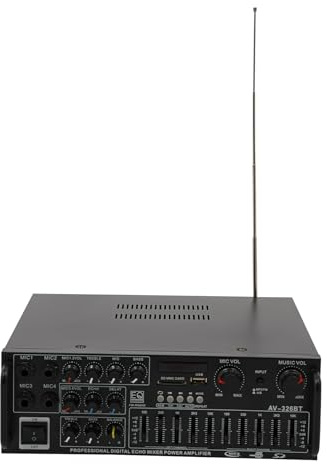 AV-326BT - Amplificatore audio stereo Bluetooth 2 x 200 W con 4 ingressi MIC, USB/SD/MP3, ricevitore ad alta fedeltà per home cinema e karaoke