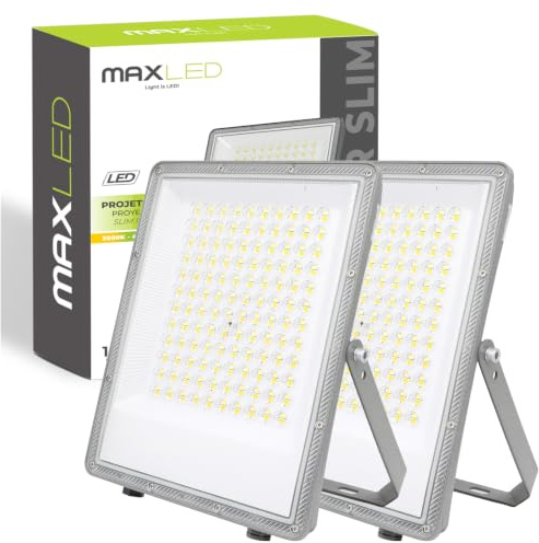 Maxled, Light is Led! 2x 100W LED Strålkastare Utomhus 3000K-4000K-6500K Flutljus 10000LM StrålkastareUtomhusskyltlampa IP65 Vattentät Strålkastare för Bakgård Trädgård Garage Idrottsplats Gård Fluter