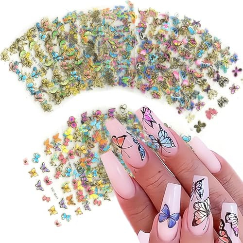 Cesujowaz Nail Stickers, 30 Sheets 3D Butterfly Nail Art Stickers Self Adhesive Nail Art Stickers for Nails, Nail Stickers Kids