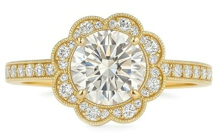 Skcess 14K Gelbgold Eternity Ring, Verlobungsringe Moissanit Def Moissanit Größe 49 (15.6)