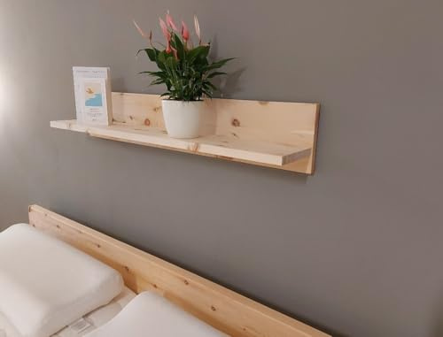 geborgenschlafen.com Wandregal Holz 140 cm Massivholz Zirbe/Eiche : Wandboard Regal fürs Wohnzimmer Schlafzimmer Küche : handgefertigt in Deutschland : MANUFAKT
