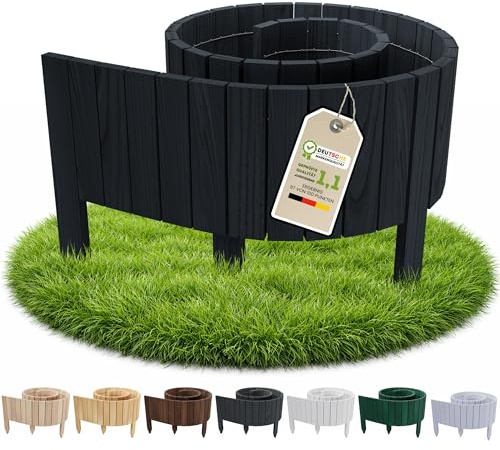 Floranica Rasenkante Beeteinfassung 30 x 200 cm Schwarz Beetumrandung Holz Gartenzaun Holzzaun Flexibler Rollborder