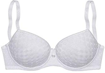 Lascana Damen Schalen-BH mit nahtlos vorgeformten, leicht gefütterten Cups, Spitze, Rücken aus hübschem Pünktchennetz. Träger und Rückenverschluss verstellbar