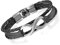 Flongo Lederarmband Partnerarmbänder Freundschaftsarmbänder, Leder Armband Armreif Lederarmband Manschette Schwarz Silber Infinity Unendlichkeit Zeichen Symbol