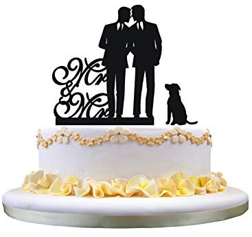 Topper Homosexuell Hochzeitstorte mit Kuchendeckel Hund, herr und herr