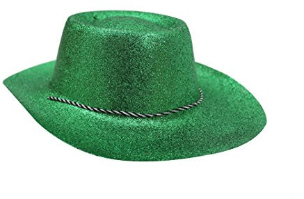 COWBOY+COWGIRL PARTY HUT = GRÜNER GLITZERNDER WESTERN HUT=UNISEX=VERSCHIEDENEN STÜCKZAHLEN=FASCHING / HALLOWEEN /KARNEVAL UND POLTERABENDE /JUNGGESSELLENABSCHIEDE UND JEDE ART VON PARTY =48 HÜTE