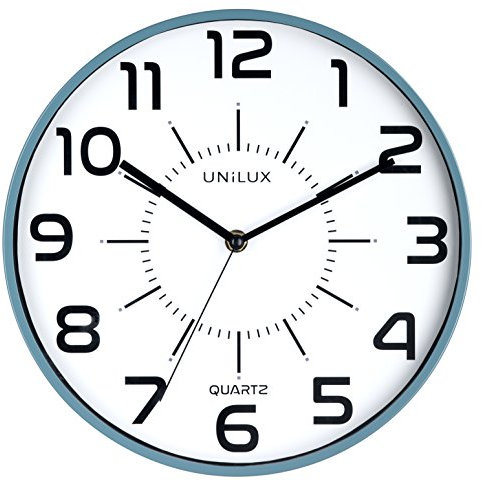 Unilux Wanduhr pop 28,5cm in blau, großes Ziffernblatt, lautlos, ohne Ticken