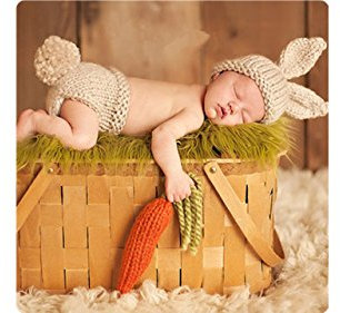 Matissa Baby Kleinkind Neugeborenen Hand gestrickt häkeln Strickmütze Hut Kostüm Baby Fotografie Requisiten Props (Karottenliebender Hase)