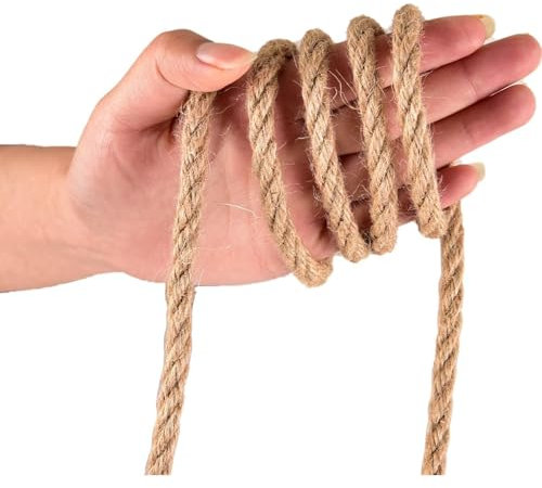 Hanfseil, Juteseil, Garten Juteschnur 6mm Dicke, Schwere Seil für Handwerk, Floristik, DIY, Dekoration, Bündel, Kratzbaum, Bündelung