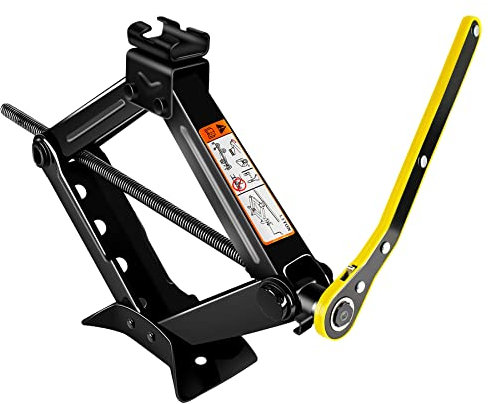 YAOBLUESEA Scherenwagenheber 2000 kg Wagenheber Auto Rangierwagenheber Heber Für PKW SUV MPV Max 2T mit Handkurbel Rangierwagenheber Heber mit Ratsche Autoheber (Schwarz 2T)