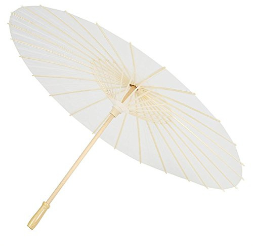 Zerodis Papier Sonnenschirm Chinesischen/Japanischen Papier Regenschirm Fotografie Kunst Zubehör Party Dekoration Weiß