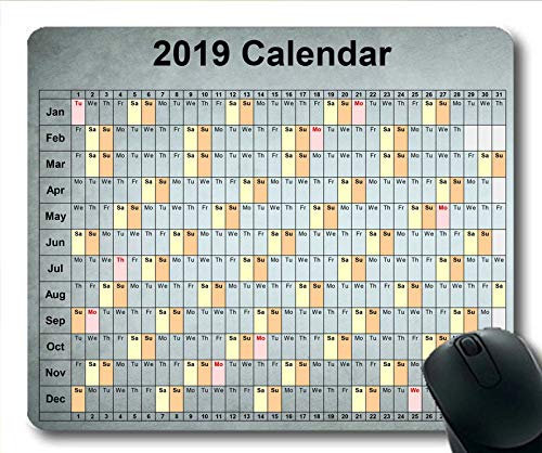Yanteng 2019 Kalender-Mauspad personalisiert, Kalender USA Gaming-Mauspads, Kalenderplaner 2019 mit Feiertagsdetails