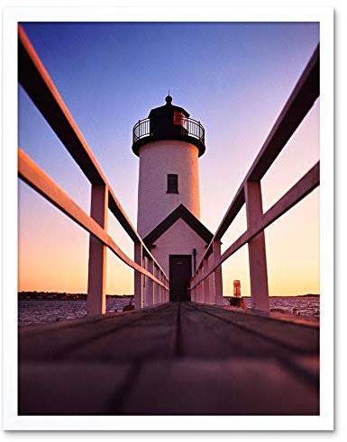 Wee Blue Coo Light House England Beach Art Print Framed Poster Wall Decor Kunstdruck Poster Wand-Dekor-12X16 Zoll