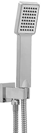 ENKI, EO008, Concealed Handshower Kit incl. Square Handset, Shower Hose and Shower Outlet with Shower Head Holder in Solid Brass, Chrome