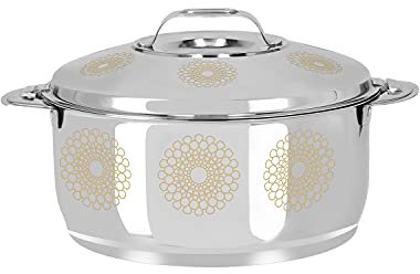 Royalford 3L Hot Pot Insulated Food Warmer – Stainless Steel Casserole Dish – Double Wall Insulated Serving Dish with Lid – Salwa Thermal Food Storage Container – Keeps Food Warm or Cool