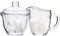 Nicunom Glas Milch und Zucker Set, Transparent Zuckerdose mit Deckel, Tee- oder Kaffeeservice-Set mit Sahnekännchen, 200 ml