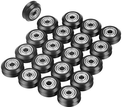 Rollen Kugellager 6mm Nut, 20 Stück 5 mm Kugellager für 3D Drucker CNC, V Förmiges Nutrad, Bohrung 625 Lagerriemenscheiben Zubehör Kunststoff Riemenscheiben