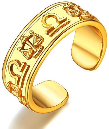 FaithHeart Vintag Ring Herren Damen Horoskop Sternzeichen Waage Ring Offener Ring mit Geschenkebox für Party Weihnachten