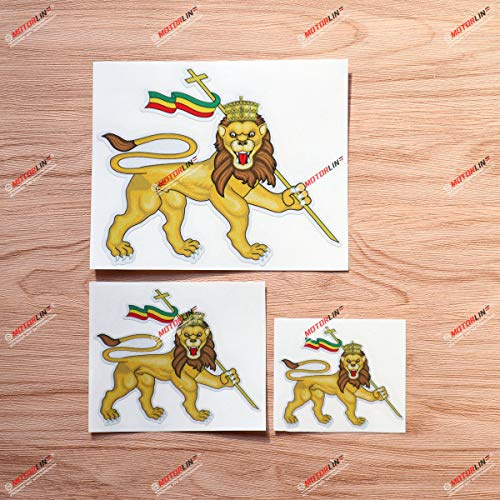 Lion of Judah Aufkleber Vinyl Sticker Jamaika Äthiopien - 3er-Pack Reflektierend, 7,6 cm, 10,2 cm, 15,2 cm - für Auto Boot Laptop Tasse Handy 05230