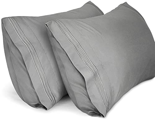 Lirex 2er Pack kissenbezug 40 x 80 cm, Weiche Gebürstete Mikrofaser-Kissenbezüge, Hotelverschluss kopfkissen bezug，Kopfkissenbezug aus weichem Mikrofaser ，Oeko-TEX Zertifiziert (Grau)