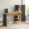 Dmora - Schreibtisch Ancha, Mehrzweckschreibtisch, Bürotisch für PC, Eckschreibtisch, 152x40h120 cm, Eiche und Schwarz