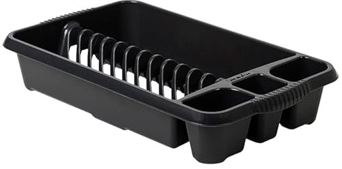 JMS we create smile Plastic Dish Drainer Plate Cutlery Rack Plastic Kitchen Sink Holder Stand (Midnight Grey/Dark Grey, Medium)