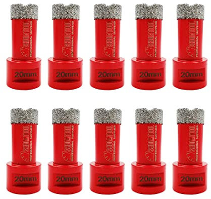 SHDIATOOL Diamond Core Drill Bit,Hole Saw Diameter 20mm 4/5 M14 Thread Vacuum Brazed for Concrete Granite Marble Porcelain Tile Masonry Brick,10PCS