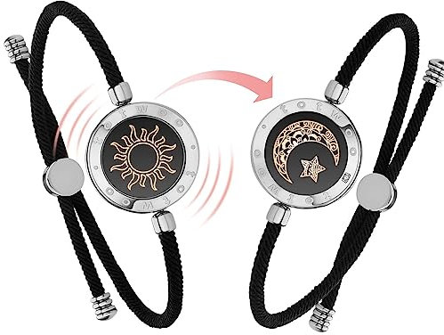 TOTWOO Longdistance Touch Bracelets (Sun&Moon Milan rope Silver+Silver)