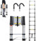 Escalera telescópica de Aluminio con Gancho extraíble, Cecaylie 2,6 m, Escalera Extensible, Escalera de Aluminio Antideslizante, Escalera de pie Multiusos Extensible, Carga de 150 kg
