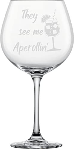 Schott Zwiesel - Bicchiere da Cocktail XXL, 814 ml, con Incisione They See Me Aperollin, Idea Regalo Divertente per Aperol Spritz, Compleanno, Fidanzata, Fidanzata, Sorella, Moglie (Aperollin' 2)