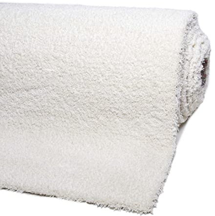 Teppichboden weiß Meterware ideal für Schlafzimmer Shaggy Teppich Auslegware in 400 cm Breite auch für Babyzimmer (4 m x 5 m)
