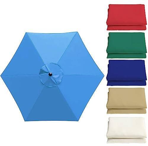 Housse De Rechange Pour Parasol À 6 Baleines/8 Baleines,Toile De Rechange Pour Parasol D'extérieur De 3.0m, Tissu De Rechange Pour Parasol De Jardin(auvent Uniquement)(Couleur:lac bleu,Taille:300cm 8-