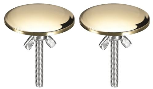 sourcing map 2 cubiertas para agujeros de fregadero de cocina, cubierta de agujero de llave de aleación de zinc para espacio de encimera de cocina, color dorado