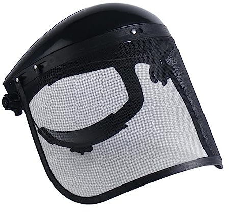 Amagogo Kettensägen-Gesichtsschutz, professioneller Schutz mit Stahldrahtgeflecht, stabiler, verstellbarer Kopfbandschutz für Gartenarbeit, Schwarz